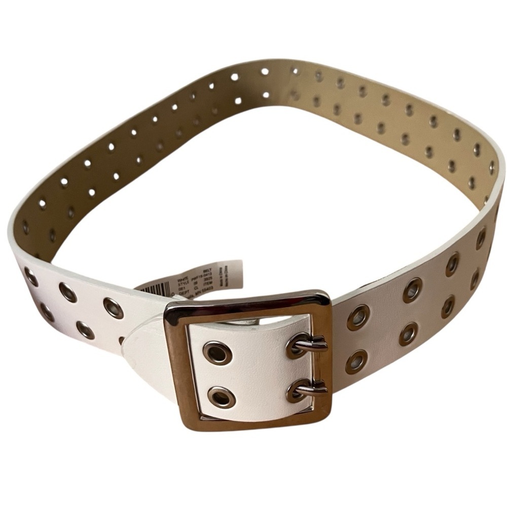 Target Double Grommet Faux Leather White Belt Women’s Small